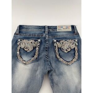 Grace in LA Womens 27 Cropped Jeans Light Wash Embellished Y2K Denim